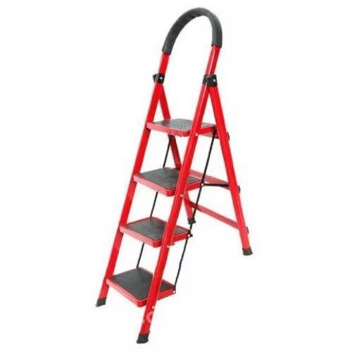 Escalera Plegable 4 Niveles Antideslizante Roja-2