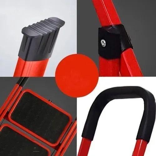 Escalera Plegable 4 Niveles Antideslizante Roja-4
