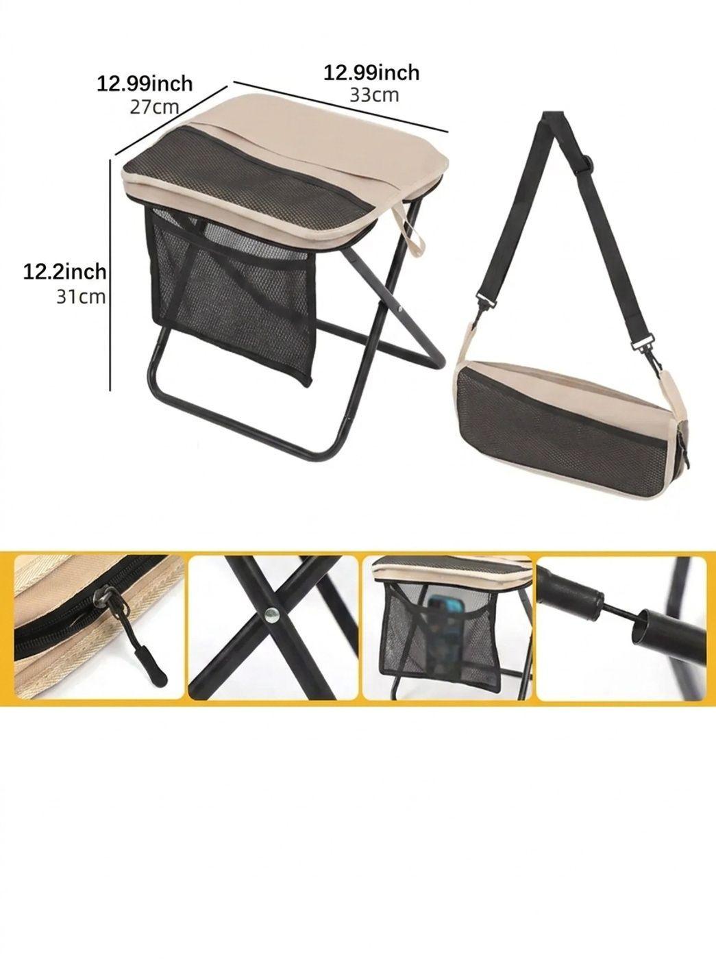 Taburete Plegable Con Bolsillo Lateral Y Material Duradero-4
