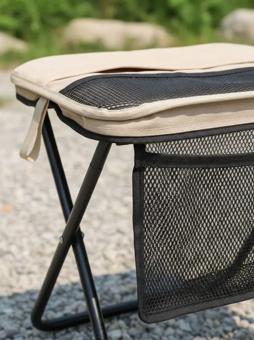 Taburete Plegable Con Bolsillo Lateral Y Material Duradero-5