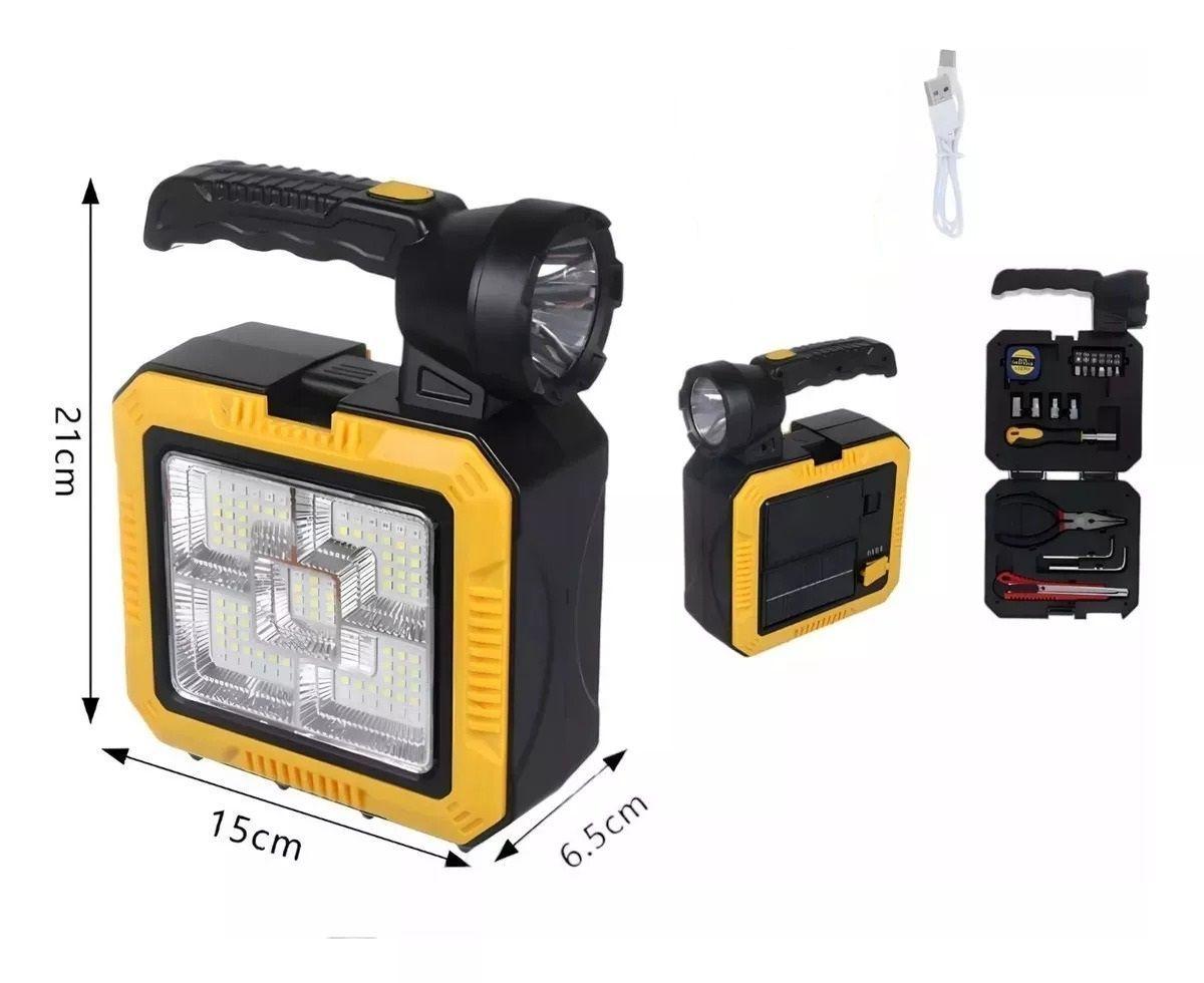 Linterna Frontal L mpara Solar Power Bank Kit Herramientas-4