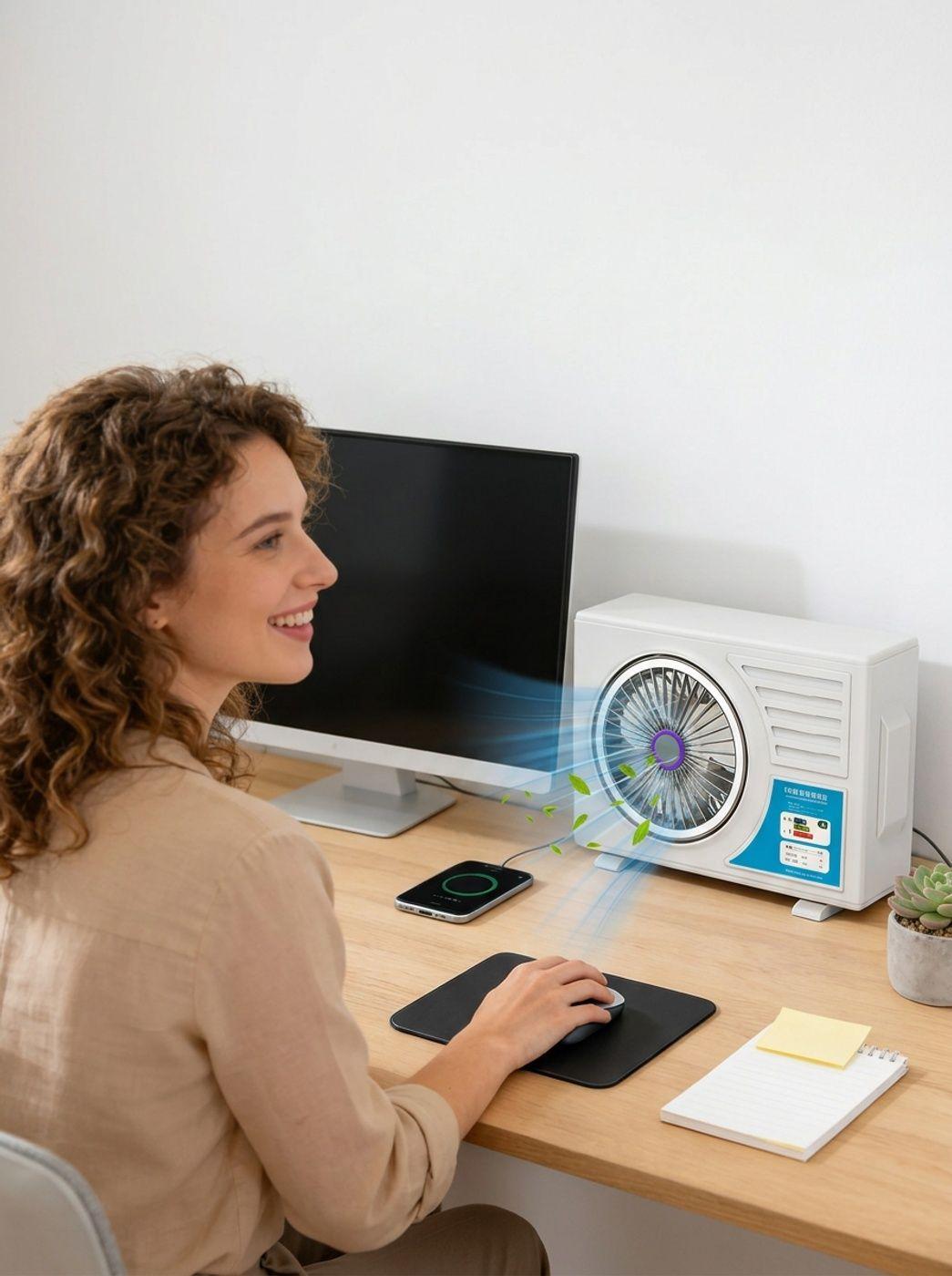 Mini Ventilador de Escritorio tipo Aire Acondicionado USB-3