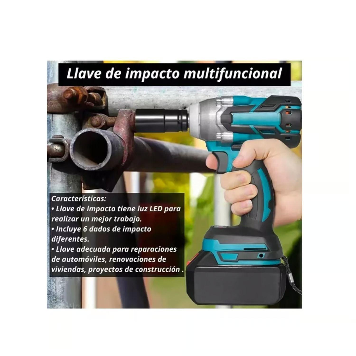 Llave Impacto Inalambrico 2 Bateria 1 Cargador 800nm-4