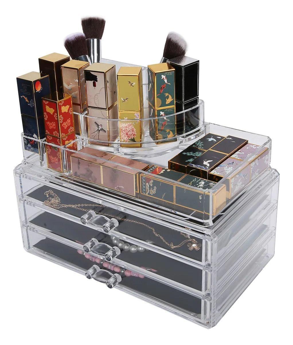 Organizador De Maquillaje Acr lico 3 Compartimientos Transparente-3