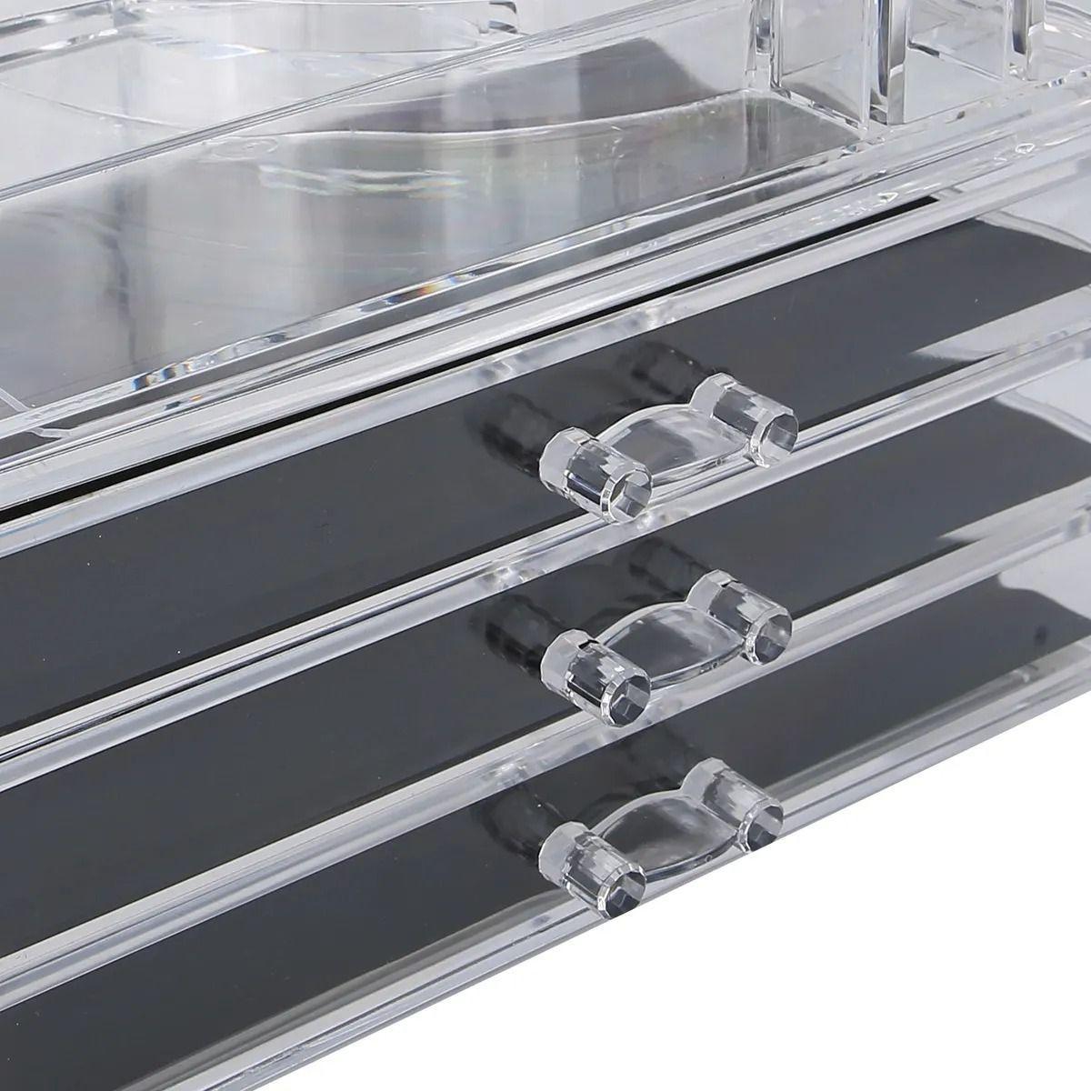 Organizador De Maquillaje Acr lico 3 Compartimientos Transparente-4