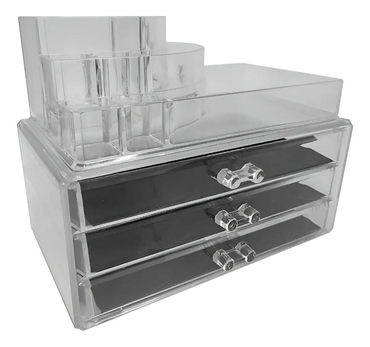 Organizador De Maquillaje Acr lico 3 Compartimientos Transparente-5