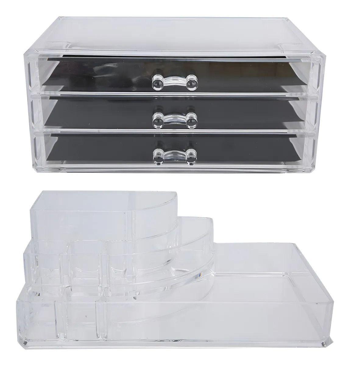 Organizador De Maquillaje Acr lico 3 Compartimientos Transparente-6