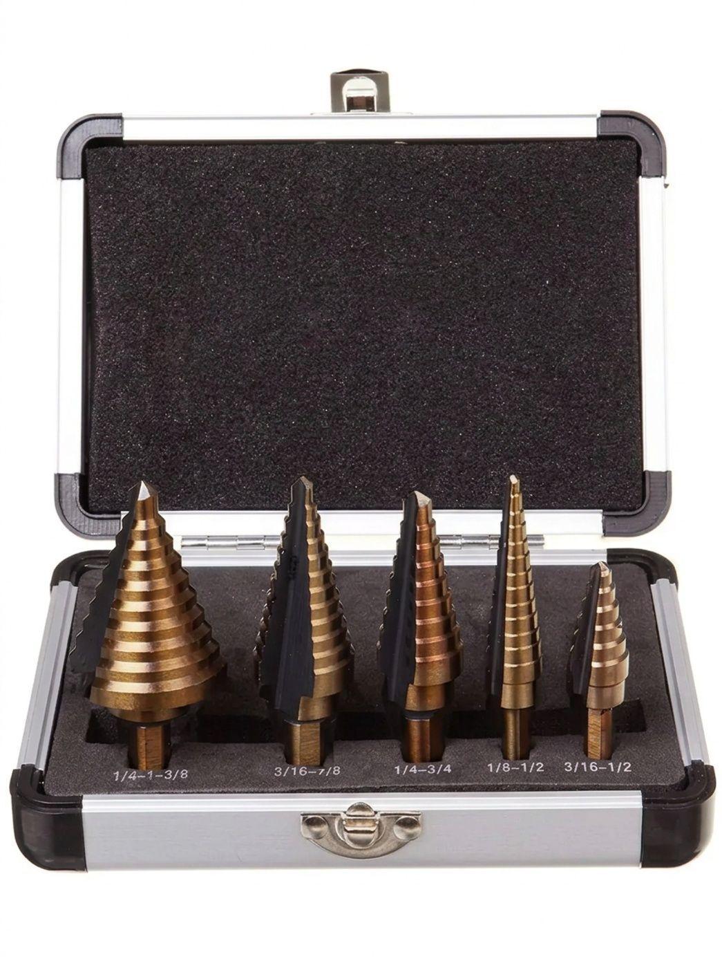 Juego de 5 Brocas Escalonadas con Estuche de Aluminio-0