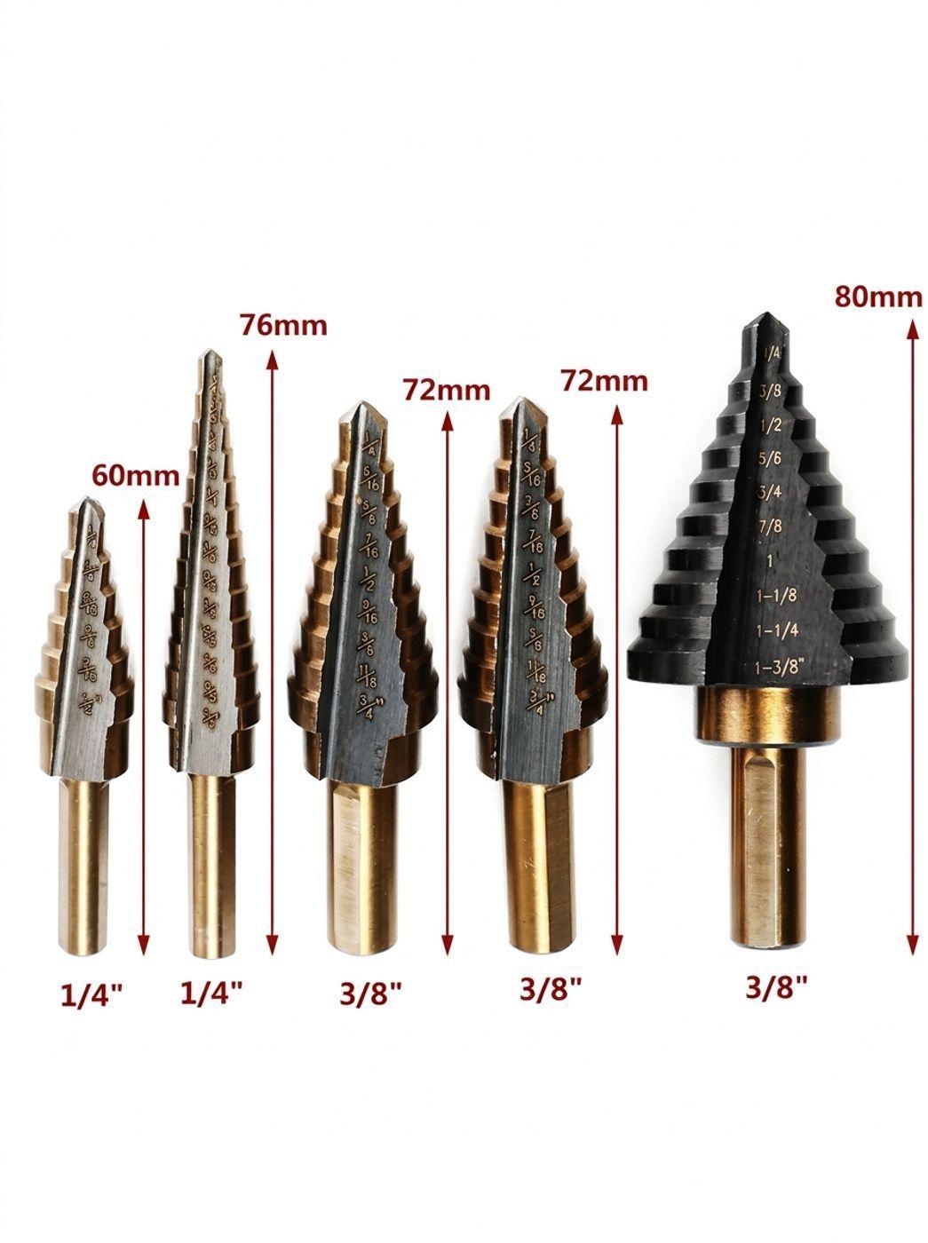 Juego de 5 Brocas Escalonadas con Estuche de Aluminio-1