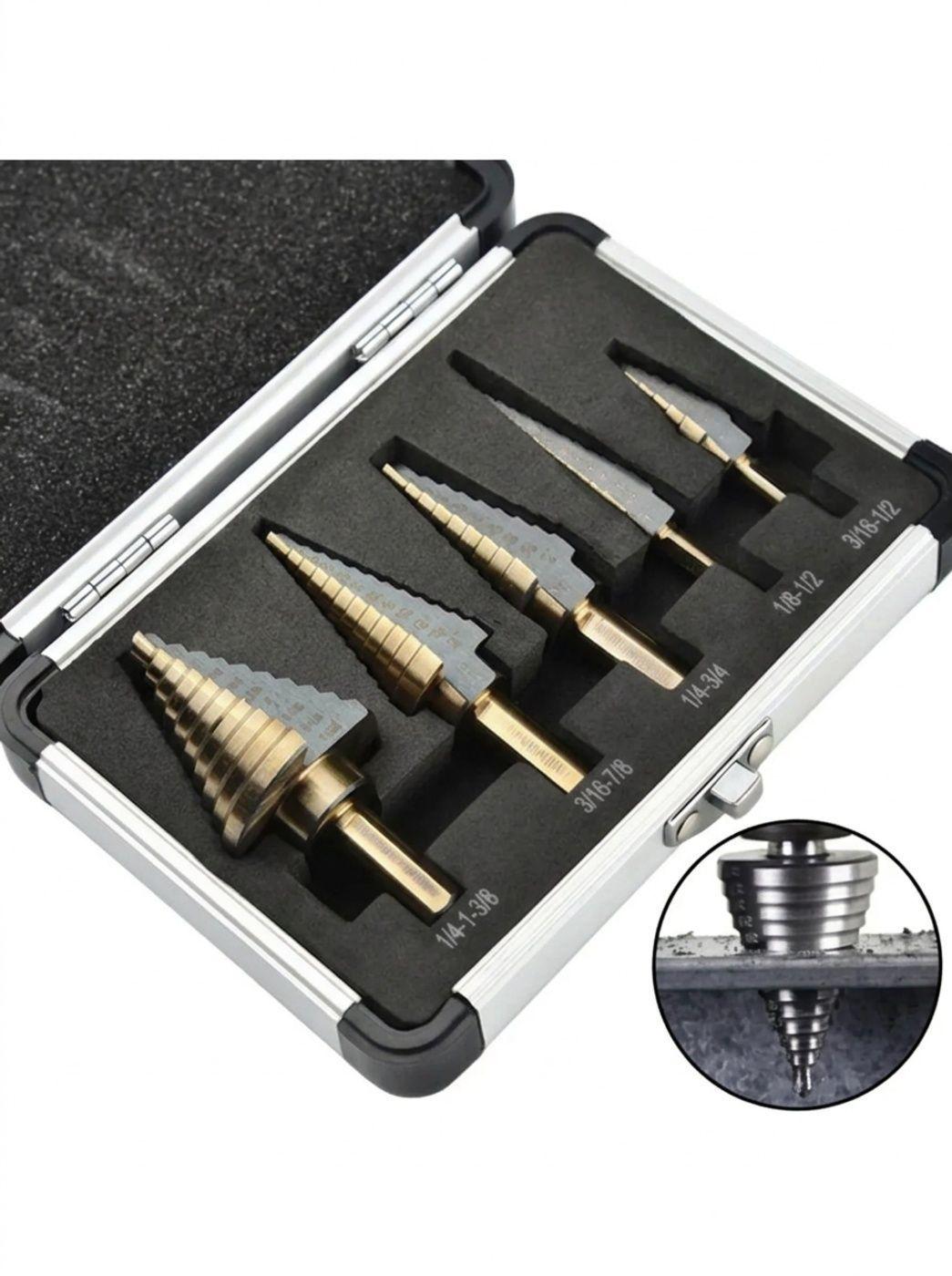 Juego de 5 Brocas Escalonadas con Estuche de Aluminio-3