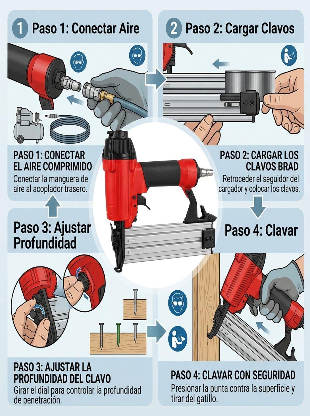 Clavadora Neumatica Calibre 18ga Profesional 70-120 PSI-2