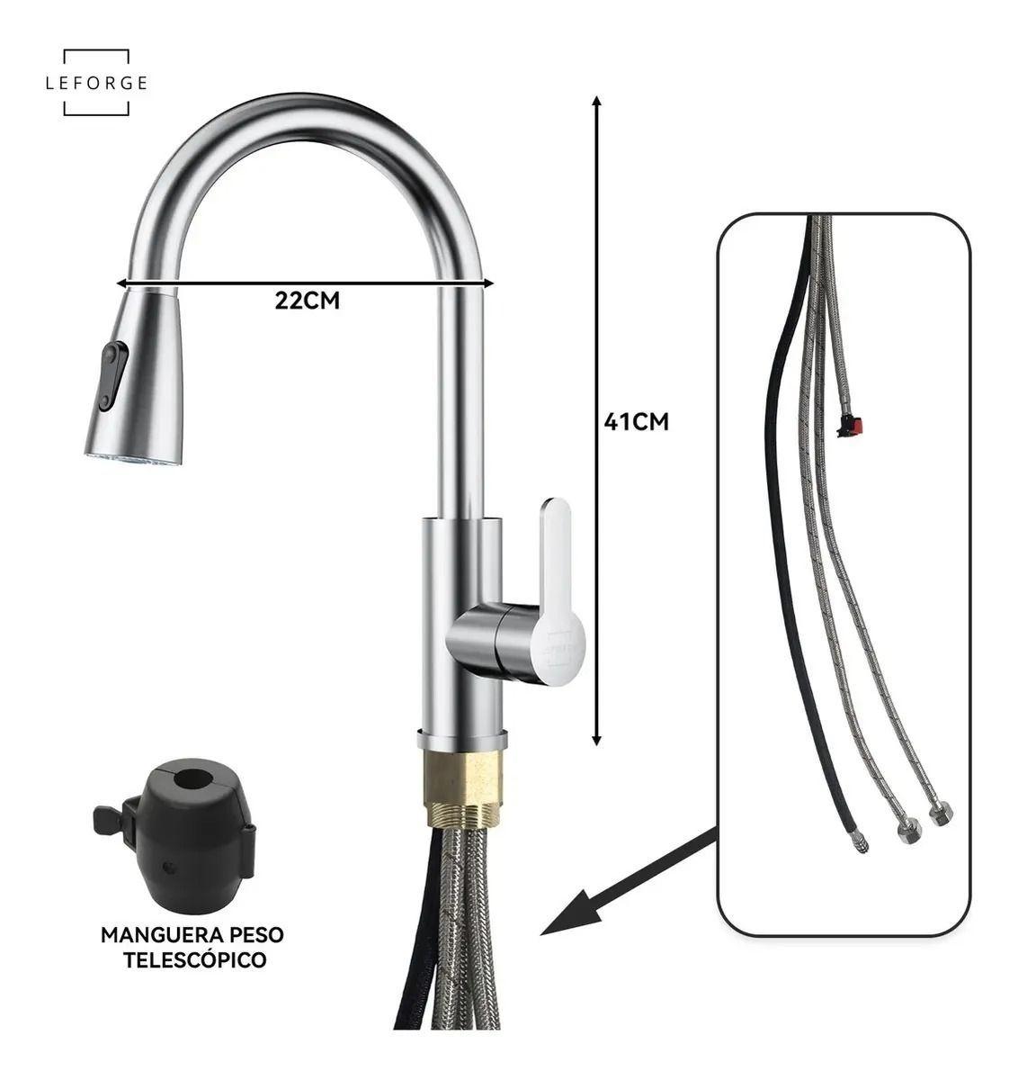 Llave Monomando Lavaplatos Flexible Griferia-1