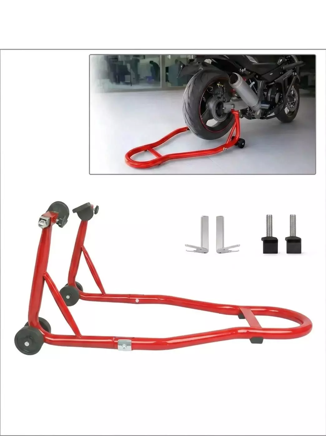 Caballete Para Moto Trasero Universal Con Ruedas-1