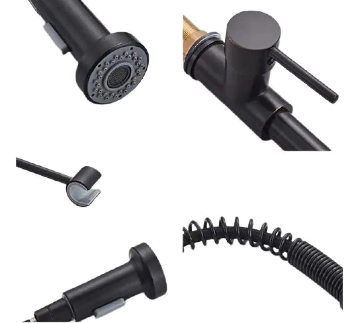 Llave Monomando Negra Flexible Lavaplatos De Cocina-3