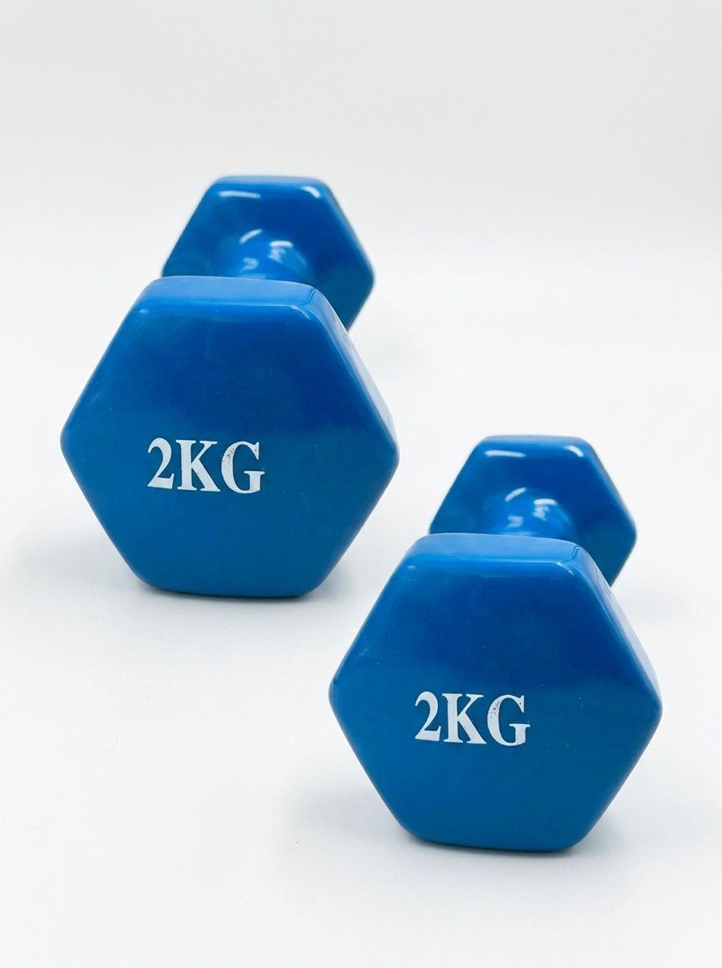 Set 2 Mancuernas 2 Kg CU Hexagonales Recubiertas De Vinilo-2