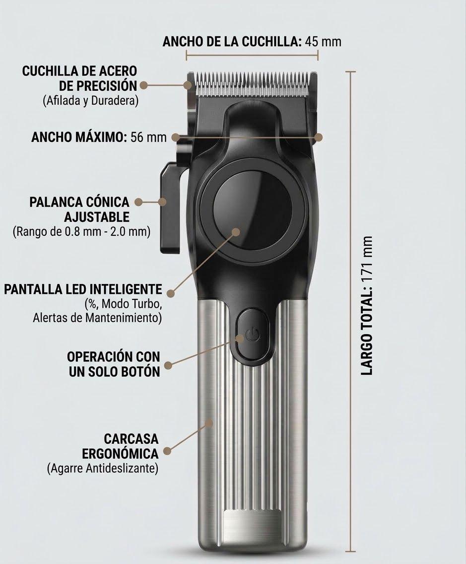 Cortadora De Pelo Barber a Display Led Cuchilla Acero-1