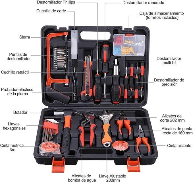 Caja De Herramientas Manuales 100 Piezas Maletin Portatil-2
