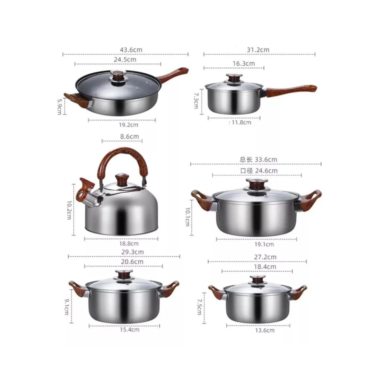 Juego De Ollas De Acero Inoxidable 12 Piezas-2