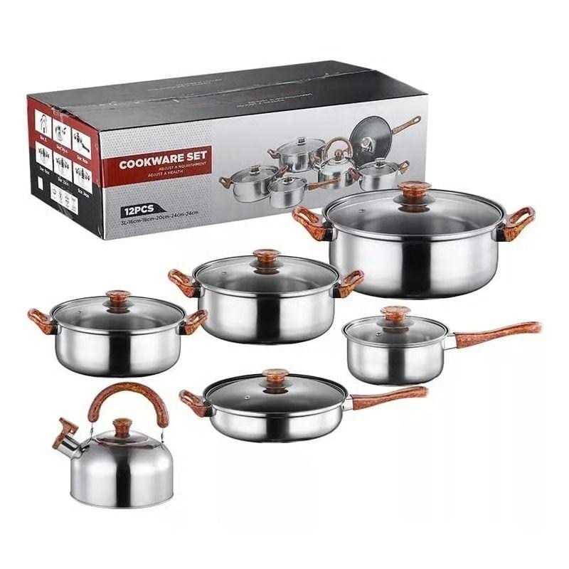 Juego De Ollas De Acero Inoxidable 12 Piezas-3