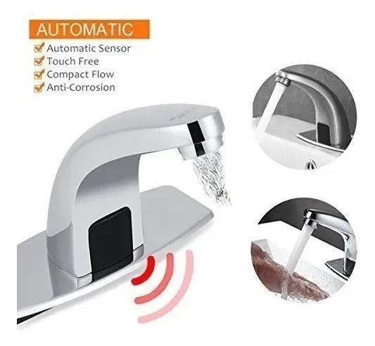 Grifo De Baño Automatico Con Sensor De Movimiento Plateado-3