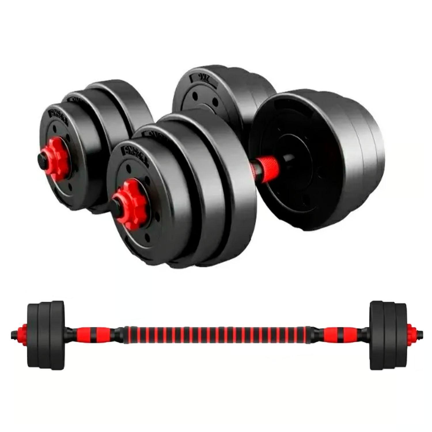 Set Mancuernas Y Barra Unibles 15kg Fitness Pesas Ajustable-0