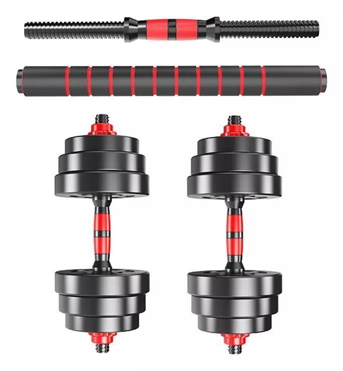 Set Mancuernas Y Barra Unibles 15kg Fitness Pesas Ajustable-3