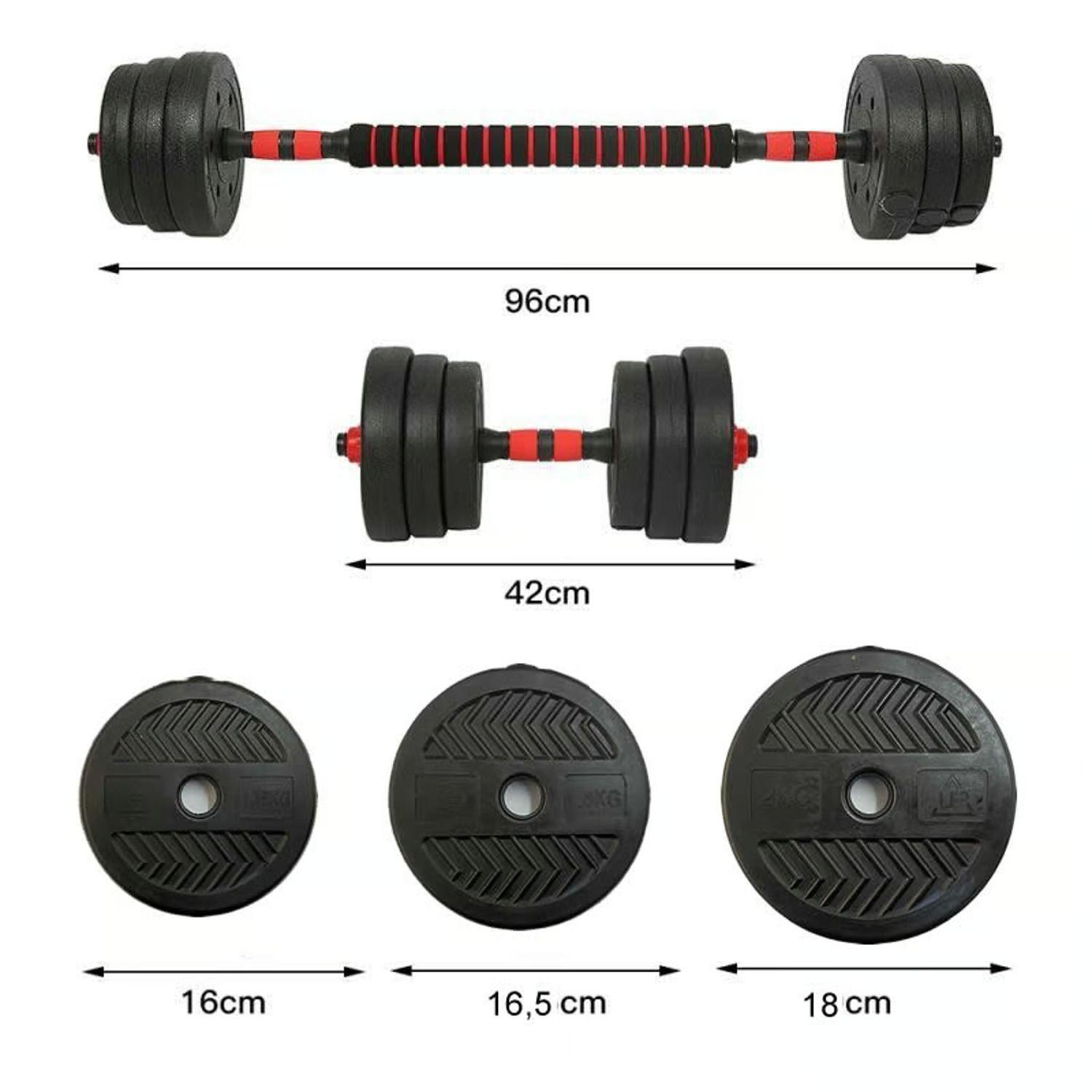 Set Mancuernas Y Barra Unibles 15kg Fitness Pesas Ajustable-4