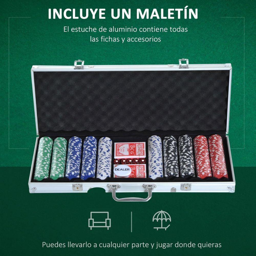 Set Poker Juego De Mesa 500 Fichas Naipes Dados Maletín-4