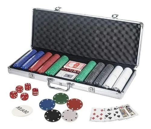 Set Poker Juego De Mesa 500 Fichas Naipes Dados Maletín-5