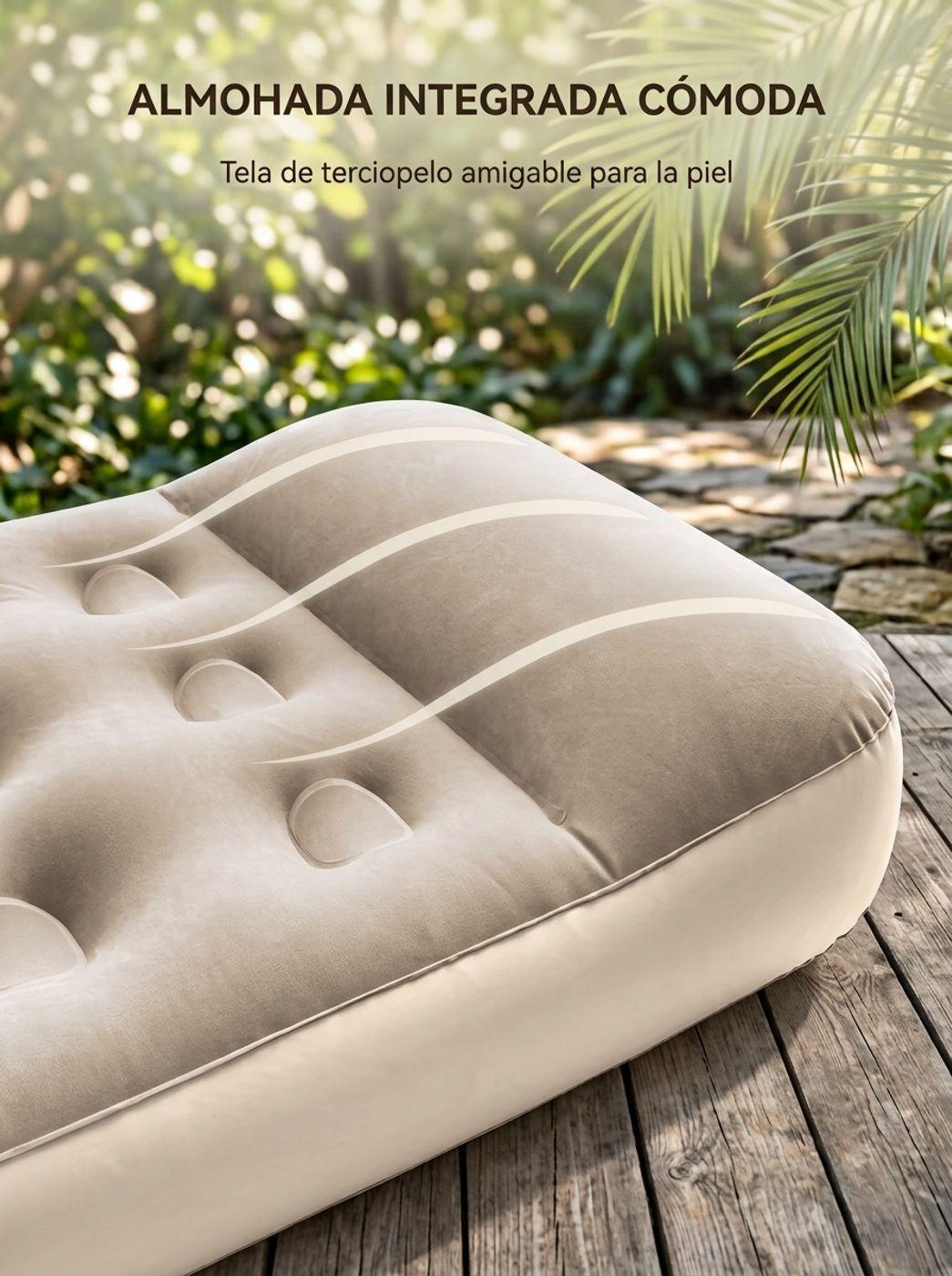 Colchon Inflable 1 Plaza Con Almohada Integrada E Inflador-3