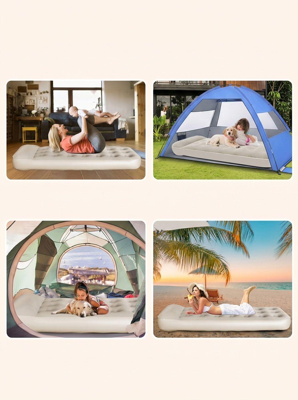 Colchon Inflable 1 Plaza Con Almohada Integrada E Inflador-4