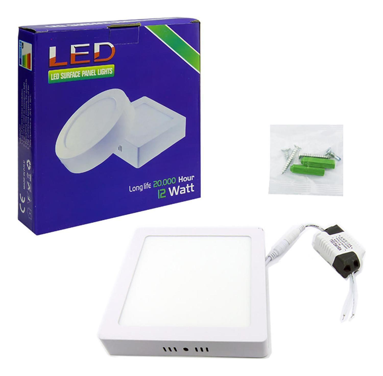 Foco LED Panel 12 Watt Cuadrado Sobrepuesto Luz Blanca-3