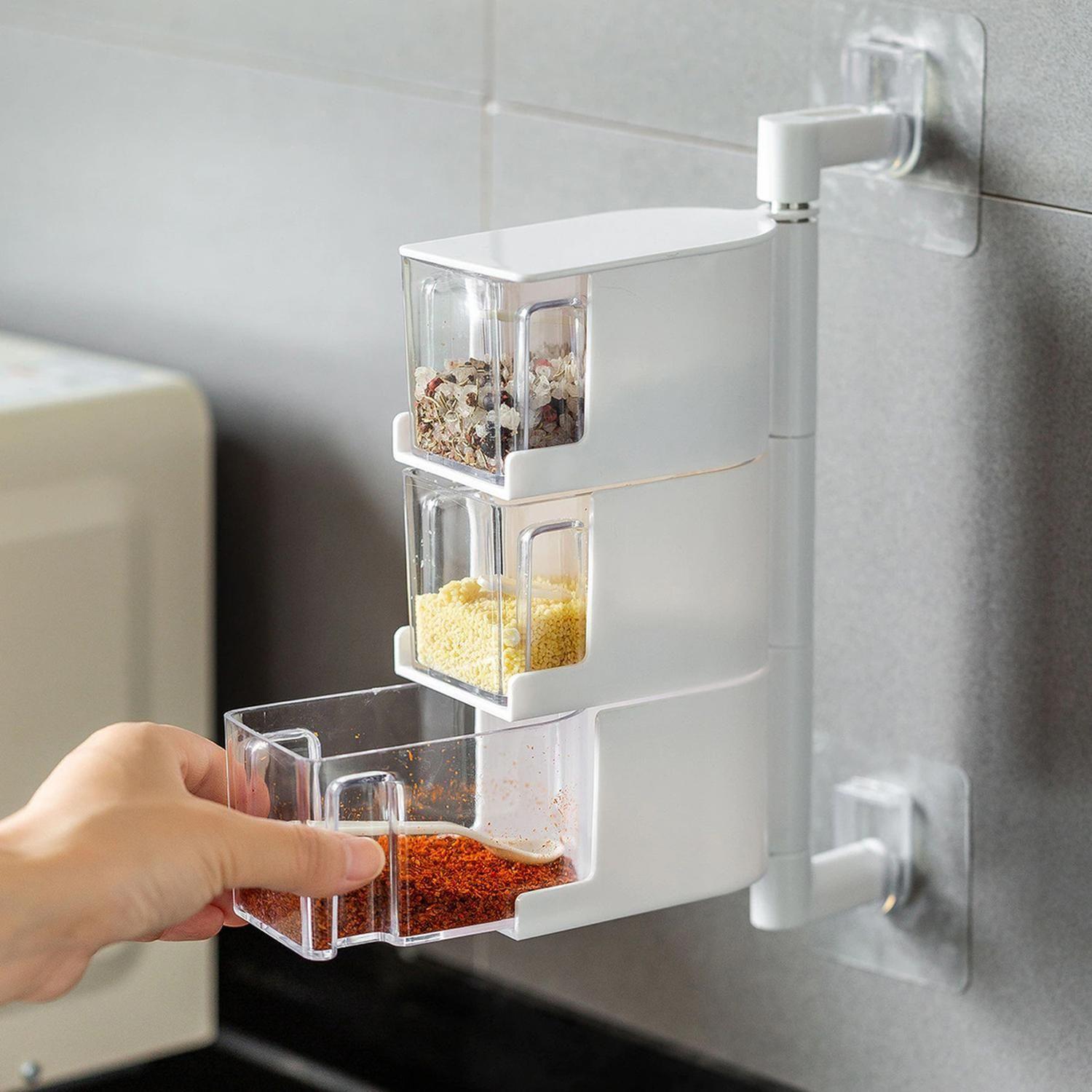 Caja Condimentos Cocina 3 Compartimientos Pared-3