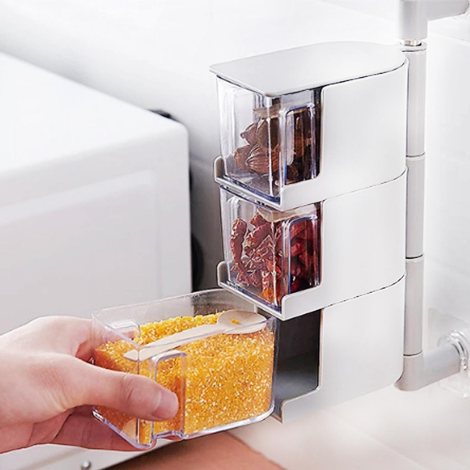 Caja Condimentos Cocina 3 Compartimientos Pared-4