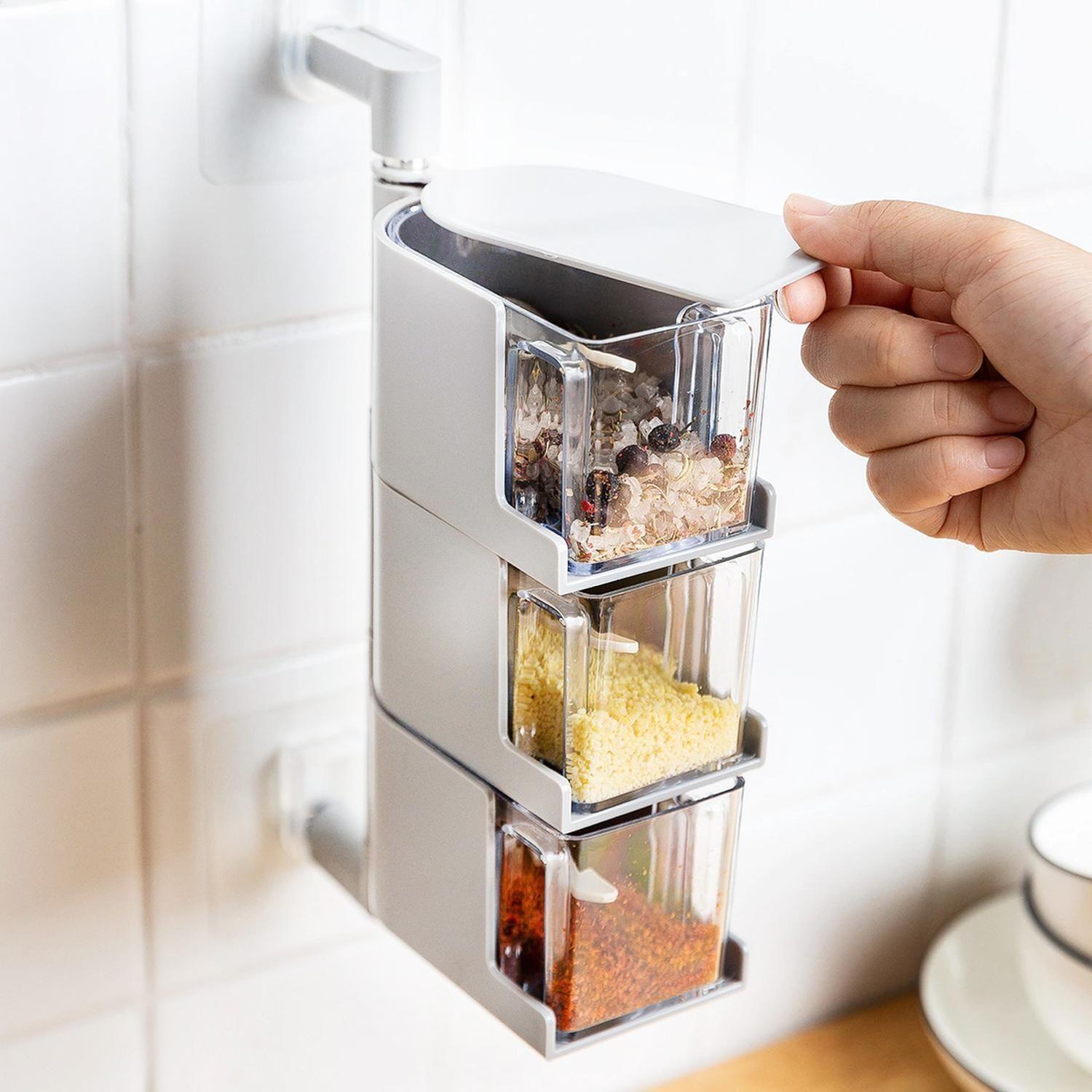 Caja Condimentos Cocina 3 Compartimientos Pared-5