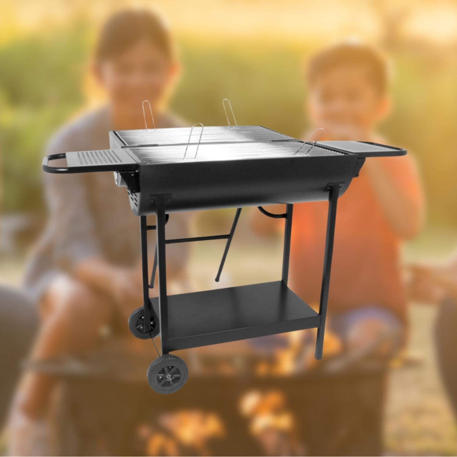 Parrilla Doble Carbón Repisas Laterales Tapa-5