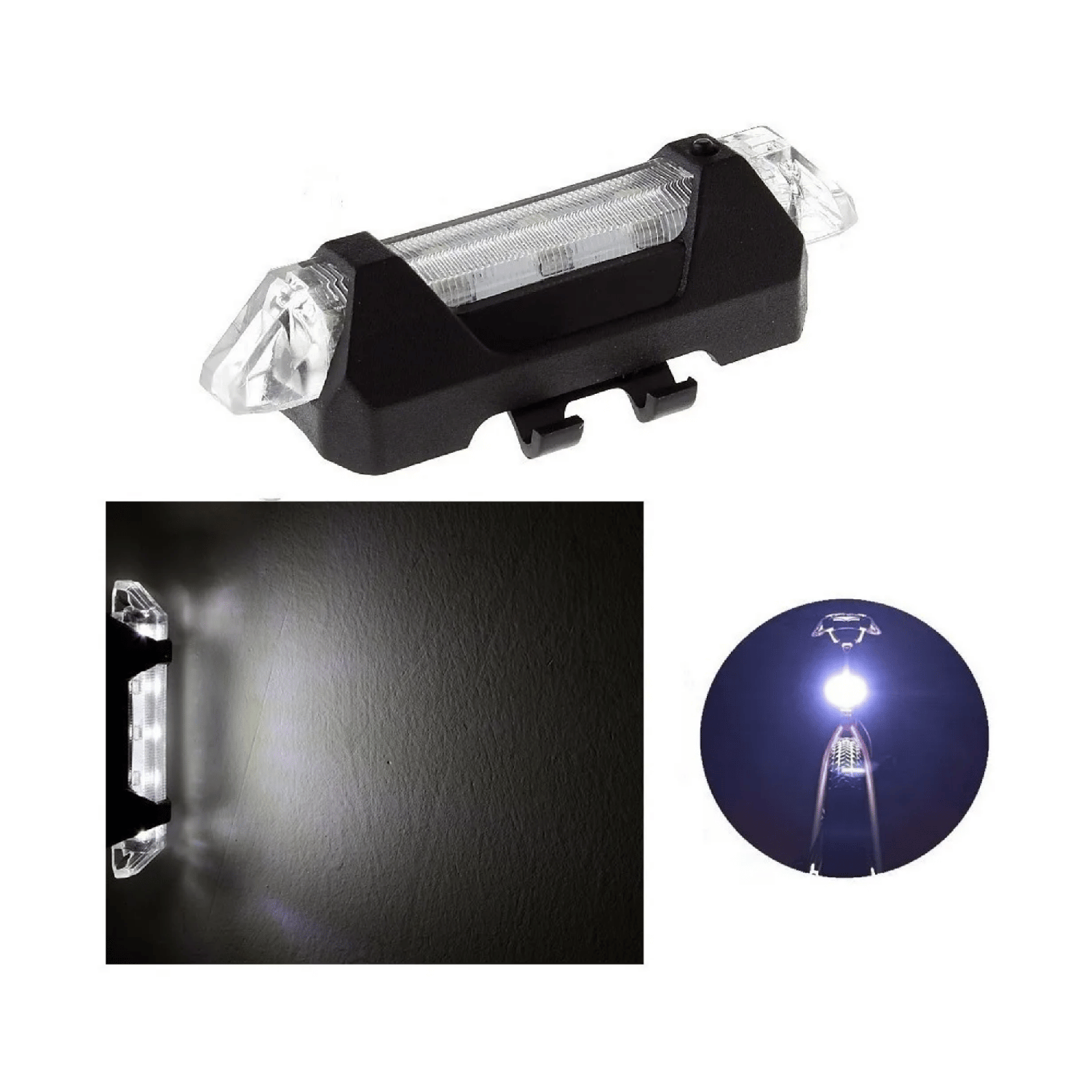Luz LED Recargable Bicicleta 7,5x3,2 CM Blanco-3