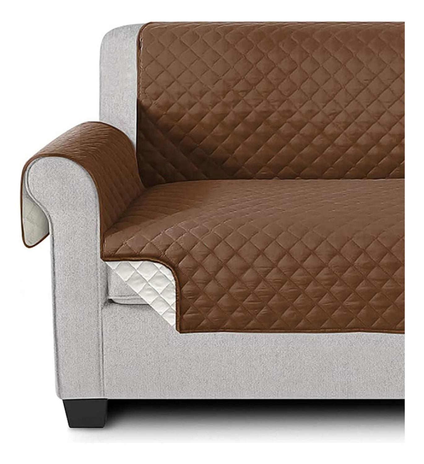 Funda Cobertor Protector Sofá Sillón 2 Cuerpos Café-2