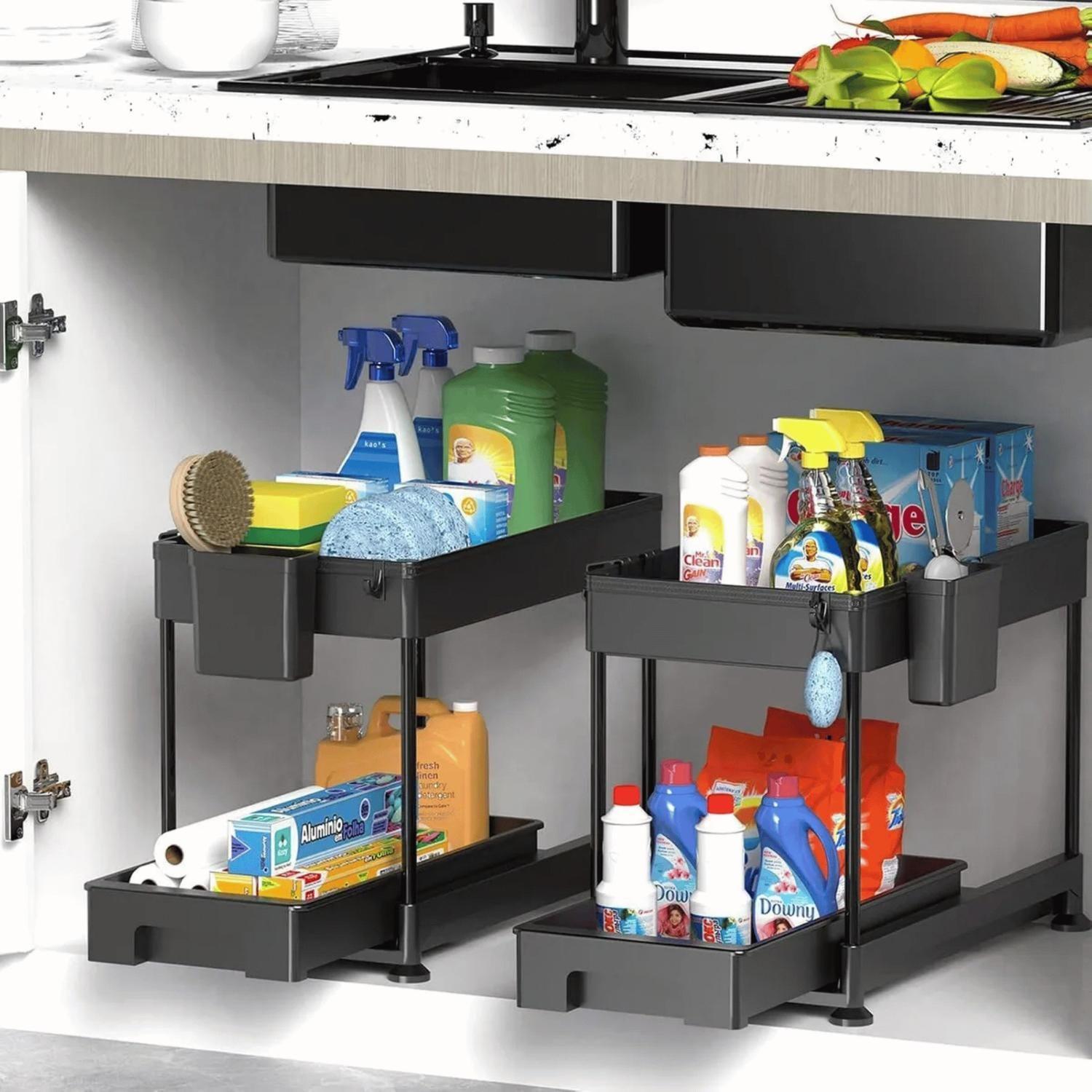 Organizador Multifuncional Cocina Estante Deslizante 40x21x31 CM Negro-2