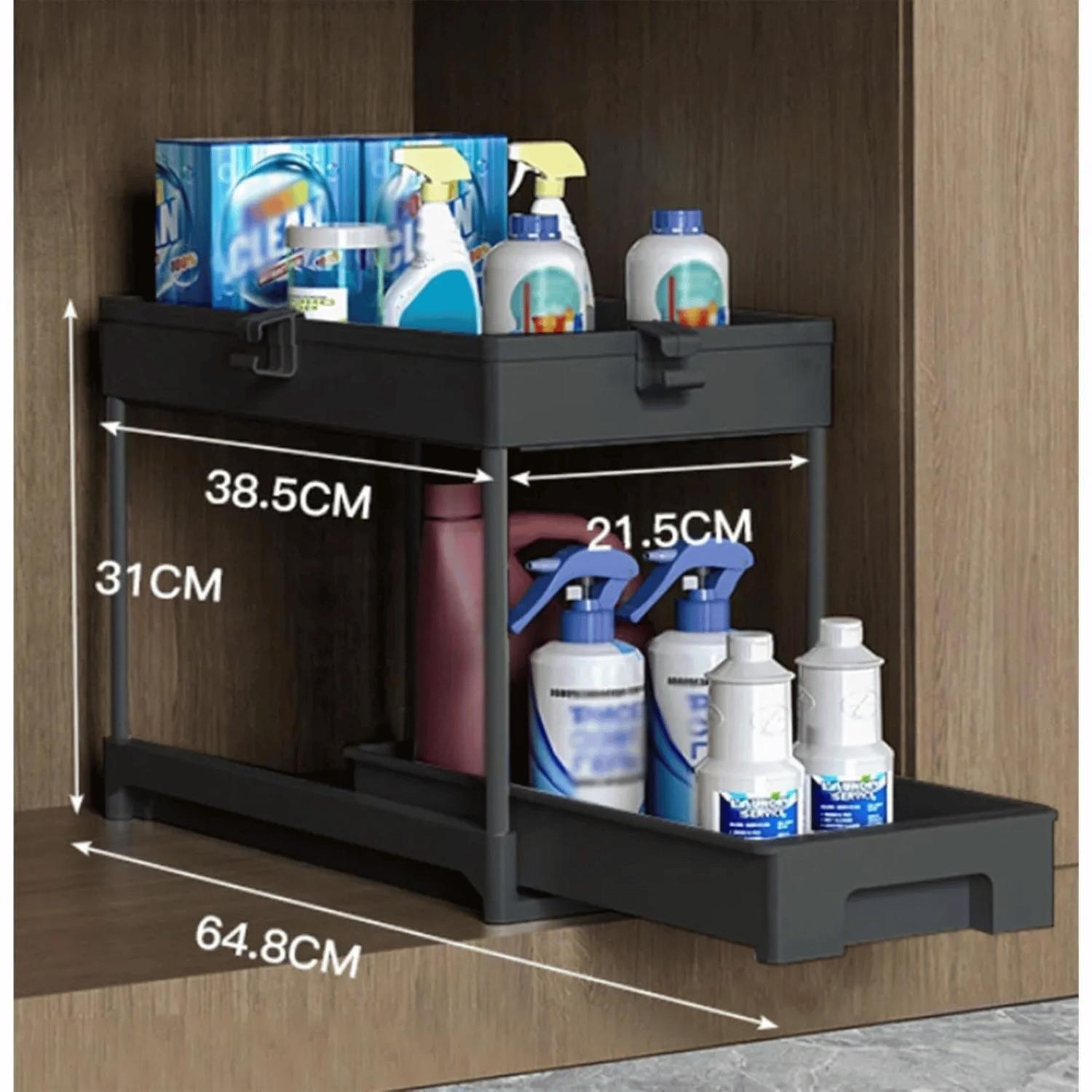 Organizador Multifuncional Cocina Estante Deslizante 40x21x31 CM Negro-4