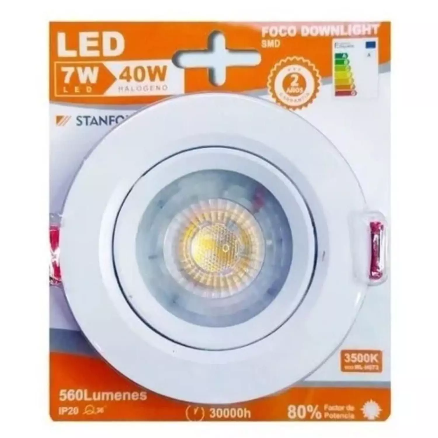 Pack 5 Focos LED Embutido Orientable Luz Cálida 7 Watt-3