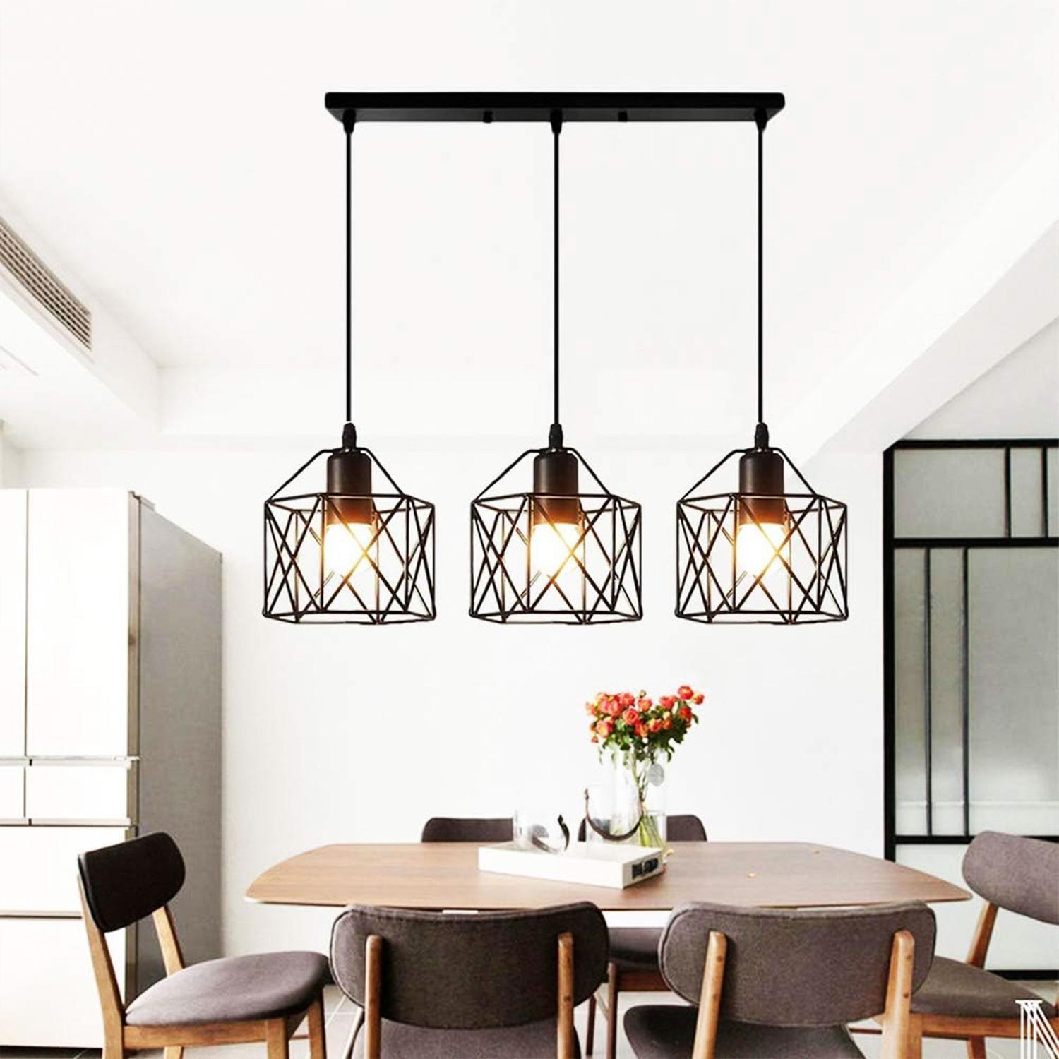 Lámpara 3 En 1 Colgante Industrial E26 E27 40 CM Negro-4