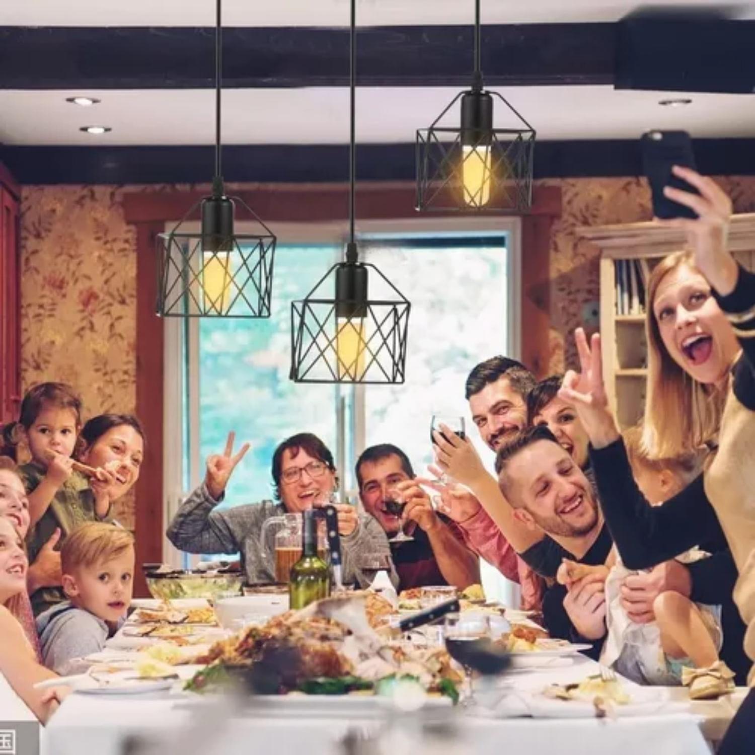 Lámpara 3 En 1 Colgante Industrial E26 E27 40 CM Negro-5