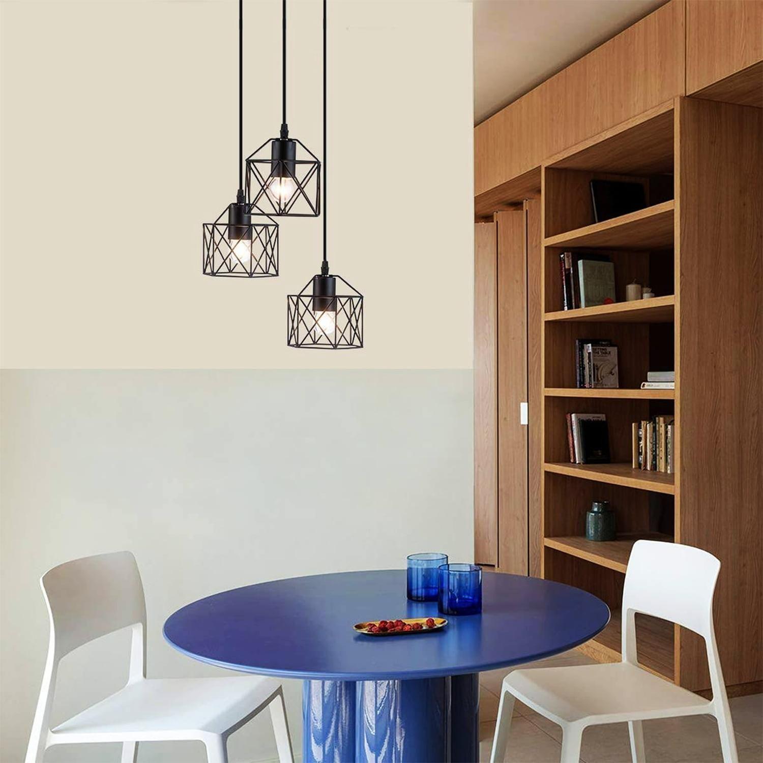 Lámpara 3 En 1 Colgante Industrial E26 E27 40 CM Negro-6