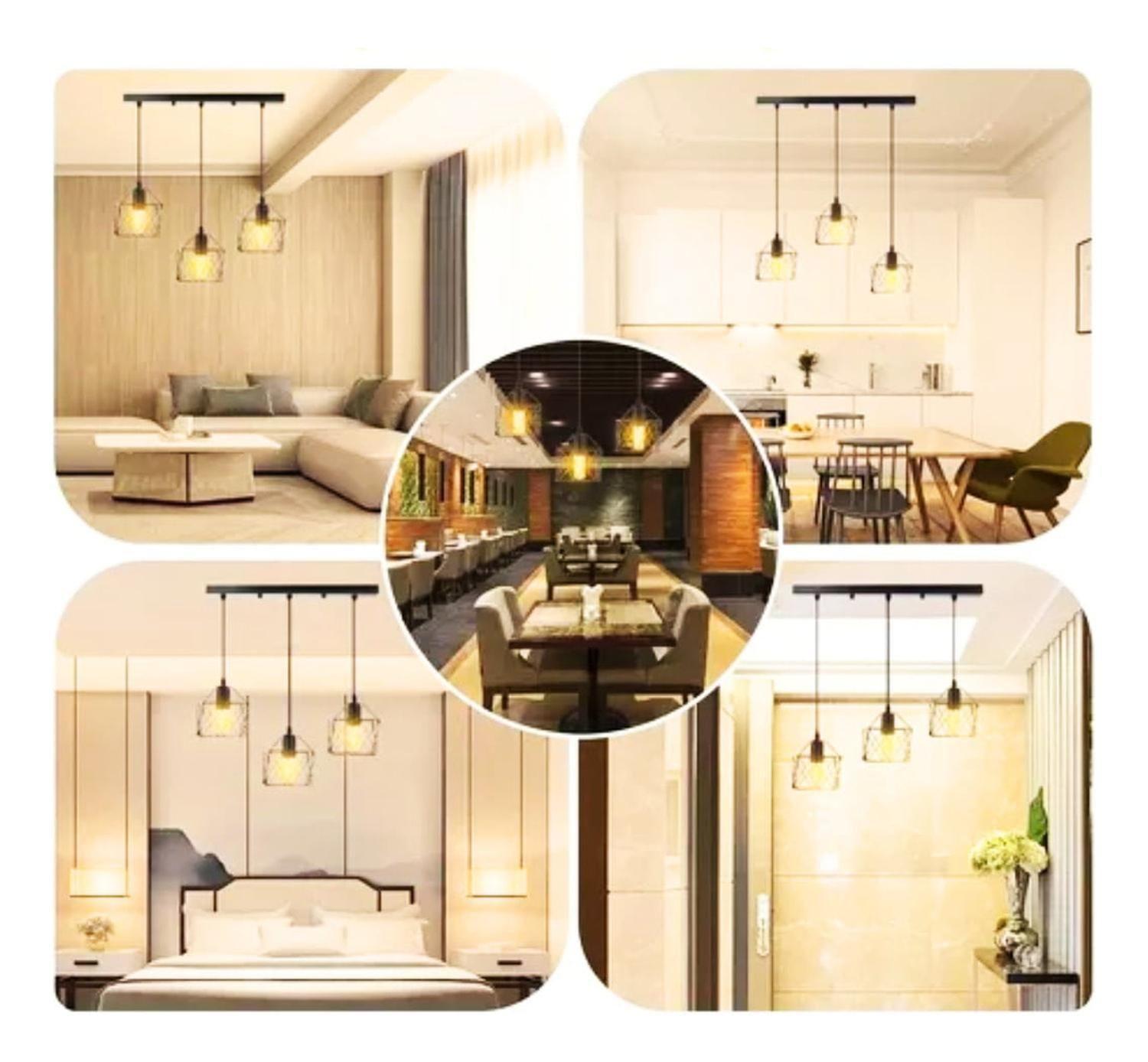 Lámpara 3 En 1 Colgante Industrial E26 E27 40 CM Negro-7