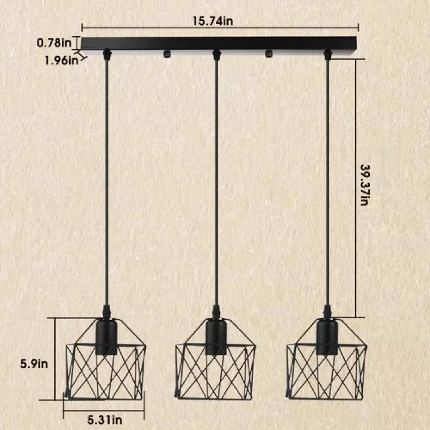 Lámpara 3 En 1 Colgante Industrial E26 E27 40 CM Negro-8