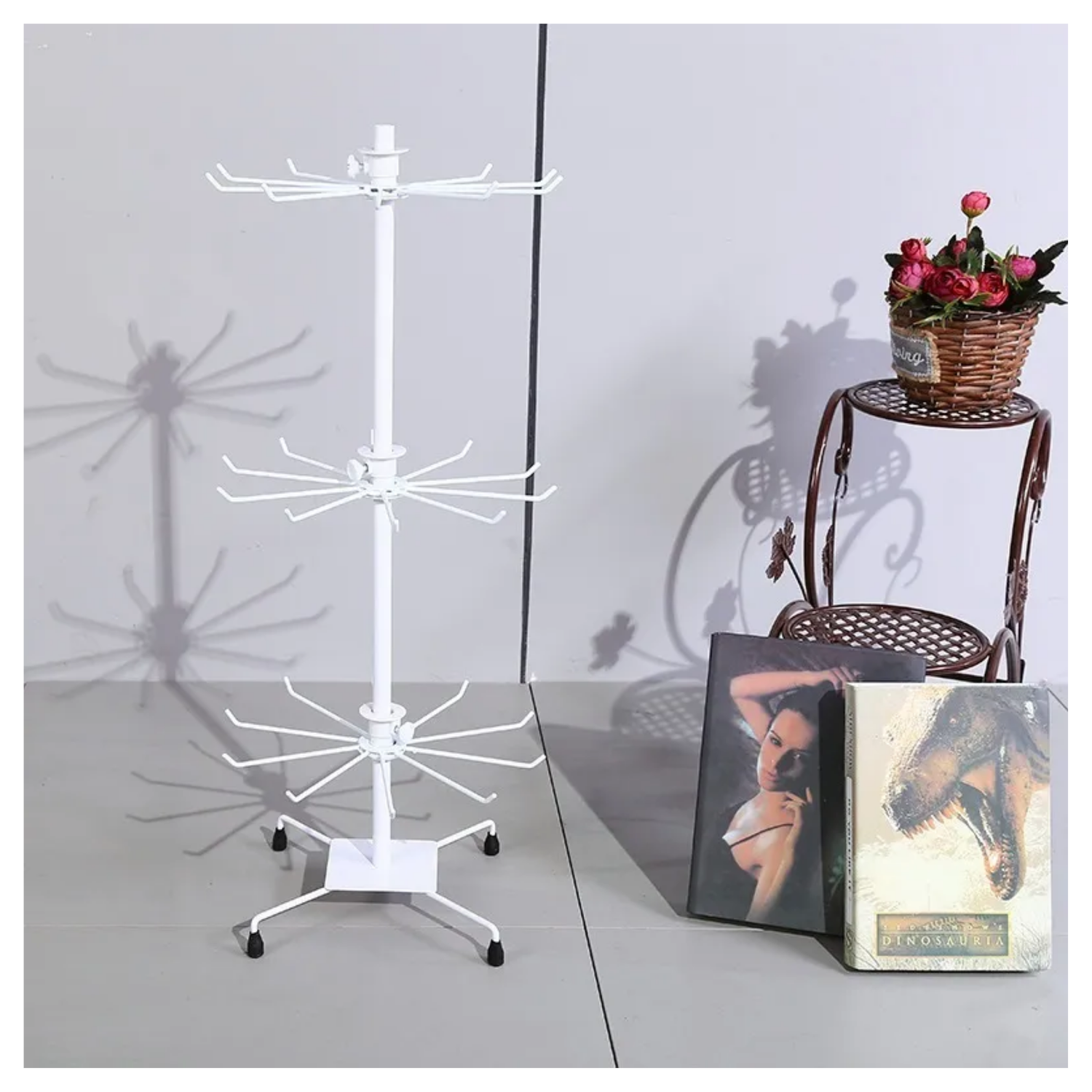 Exhibidor Porta Llavero Tipo Araña 3 Niveles 68x20 CM Blanco-4