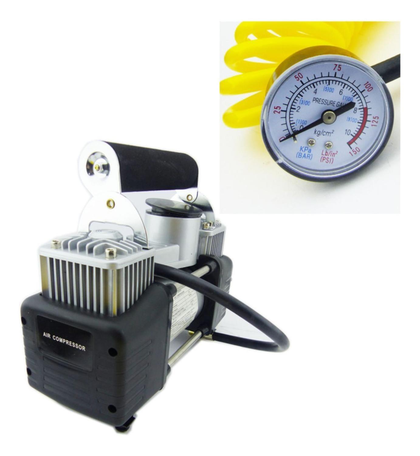 Compresor Aire Auto Metálico Doble Cilindro Retráctil-2