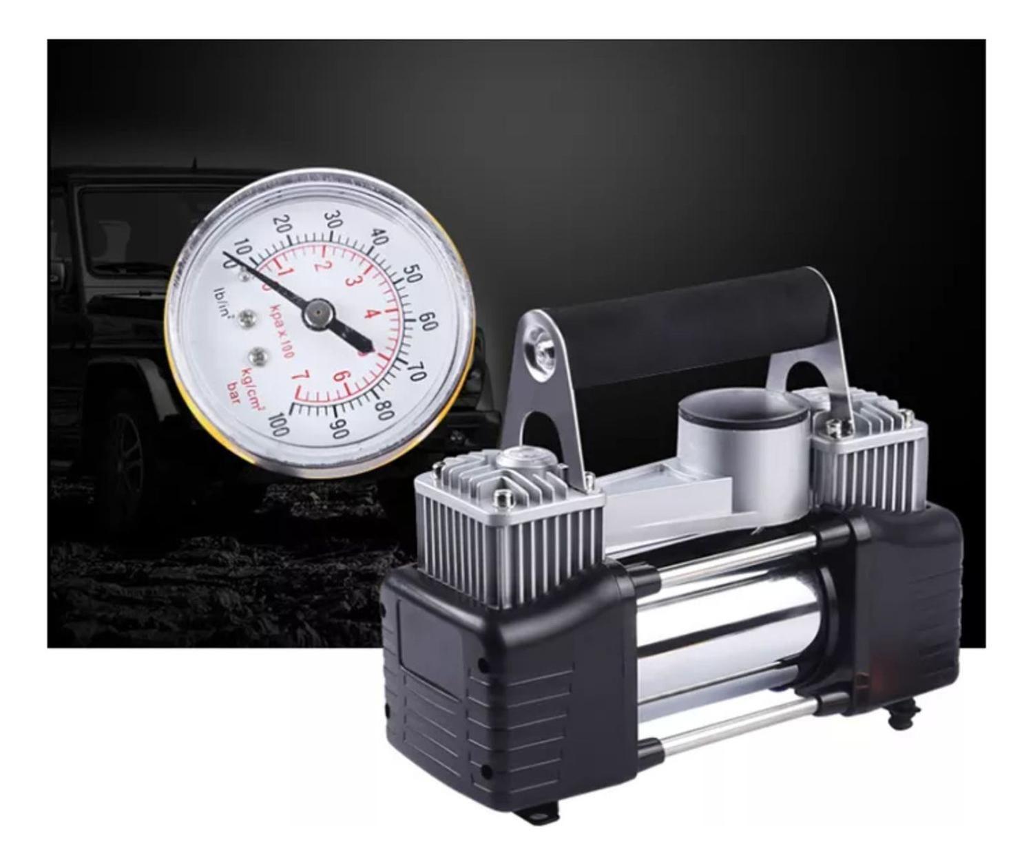 Compresor Aire Auto Metálico Doble Cilindro Retráctil-4