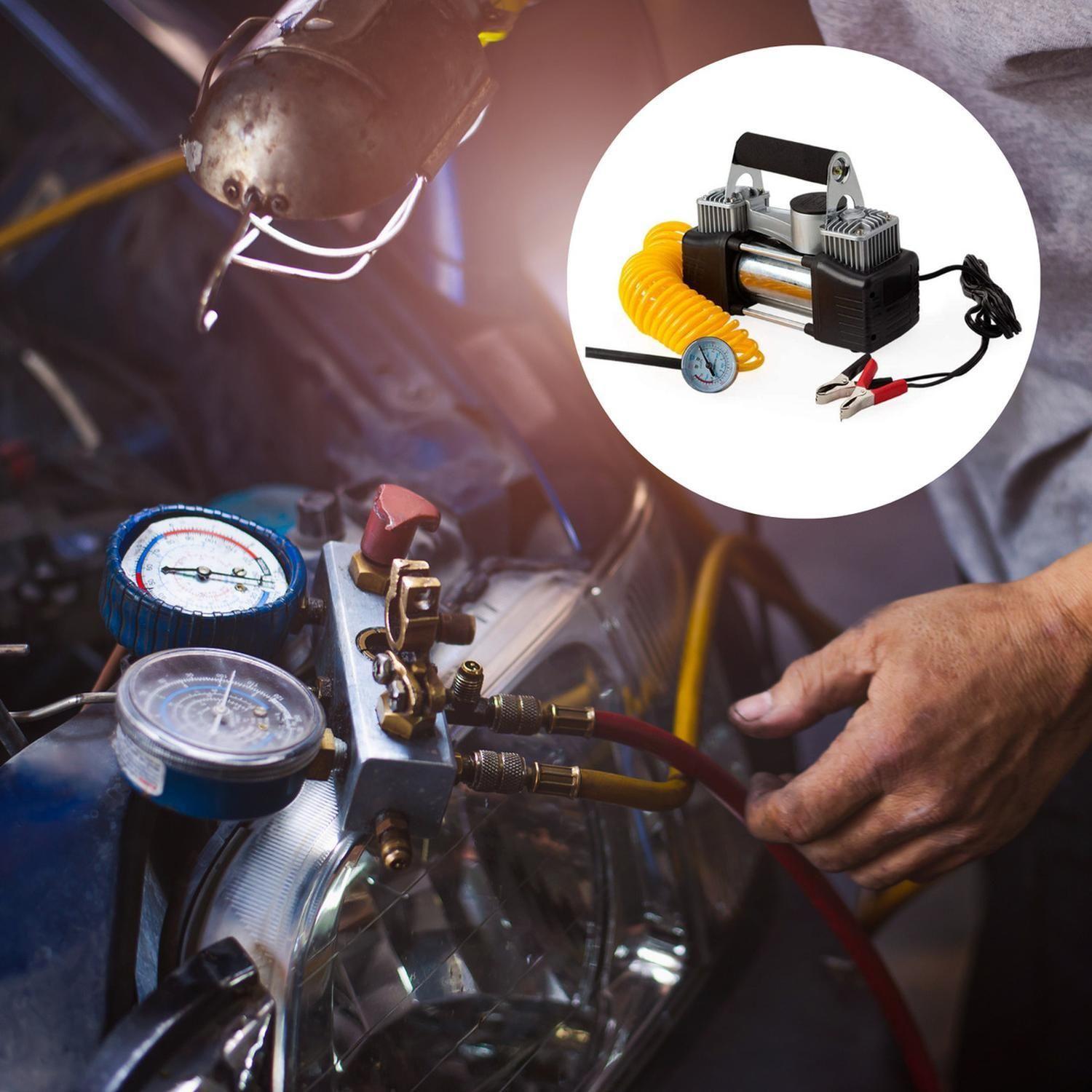 Compresor Aire Auto Metálico Doble Cilindro Retráctil-5